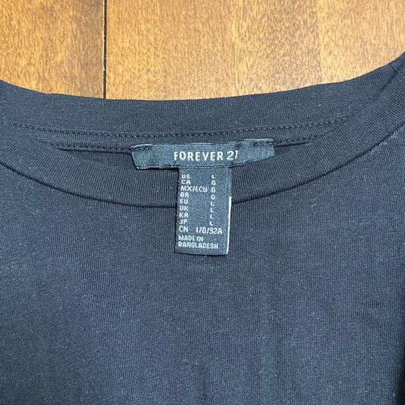 Forever 21 Black Tied-Ruffled Crop Top Full Sleeve Shirt, Size L - Picture 3 of 5